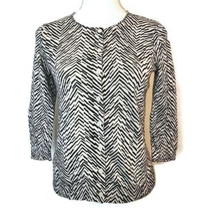 Zebra Cardigan Sweater Medium Cream & Black …
